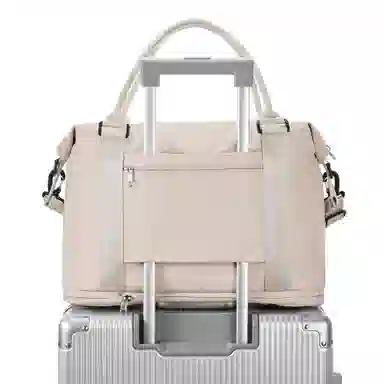 真维斯 时尚大容量多功能百搭高颜值短途旅游出差收纳可扩容 织物 旅行包健身包单肩包手提斜挎包 大号 男女同款 米色/米白