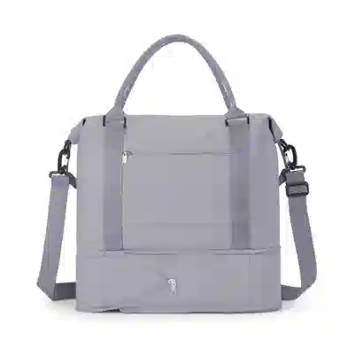 真维斯 时尚大容量多功能百搭高颜值短途旅游出差收纳可扩容 织物 旅行包健身包单肩包手提斜挎包 大号 男女同款 米色/米白