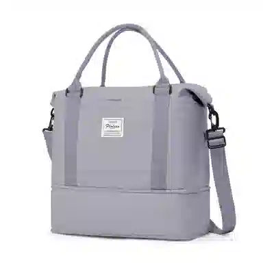 真维斯 时尚大容量多功能百搭高颜值短途旅游出差收纳可扩容 织物 旅行包健身包单肩包手提斜挎包 大号 男女同款 米色/米白