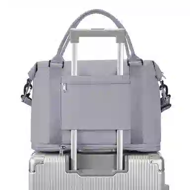 真维斯 时尚大容量多功能百搭高颜值短途旅游出差收纳可扩容 织物 旅行包健身包单肩包手提斜挎包 大号 男女同款 米色/米白