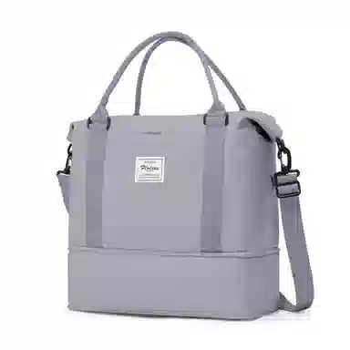 真维斯 时尚大容量多功能百搭高颜值短途旅游出差收纳可扩容 织物 旅行包健身包单肩包手提斜挎包 大号 男女同款 米色/米白