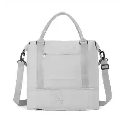 真维斯 时尚大容量多功能百搭高颜值短途旅游出差收纳可扩容 织物 旅行包健身包单肩包手提斜挎包 大号 男女同款 米色/米白