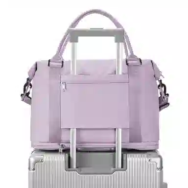 真维斯 时尚大容量多功能百搭高颜值短途旅游出差收纳可扩容 织物 旅行包健身包单肩包手提斜挎包 大号 男女同款 米色/米白