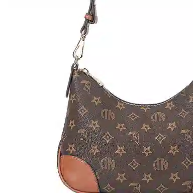 啄木鸟 经典老花满印简约通勤日常出行 涤纶 单肩包 女款 棕色