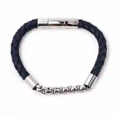 MAVIN MARVY Braided Leather Bracelet Black