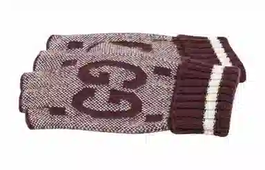 Gucci GG Fingerless Gloves Brown Ivory