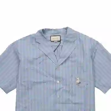 Gucci SS23 Striped Logo Embroidered Shirt