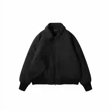 我是大卫 短款翻领美式痞帅飞行工装保暖棉服 男女同款 黑色