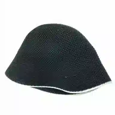 CHANEL Woven Cotton Beanie Black