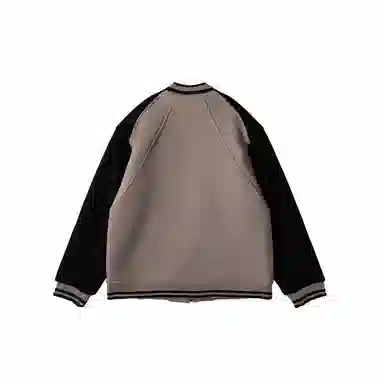 我是大卫 撞色拼接插肩袖棒球领重工高级感轻熟风休闲毛呢夹克外套 男女同款 卡其色