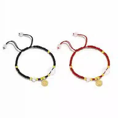 中国珠宝 圆满幸福 转运珠平安喜乐岁岁平安 开运吉祥如意本命年上岸手工编绳好运 玉髓 手链 男女同款情侣款