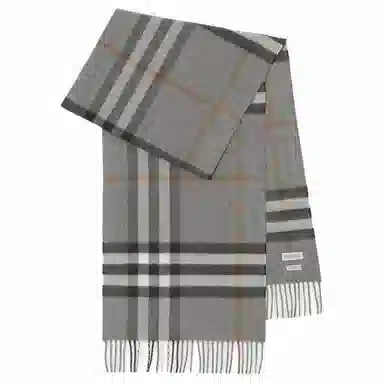 Burberry Classic Check Cashmere Scarf Gray