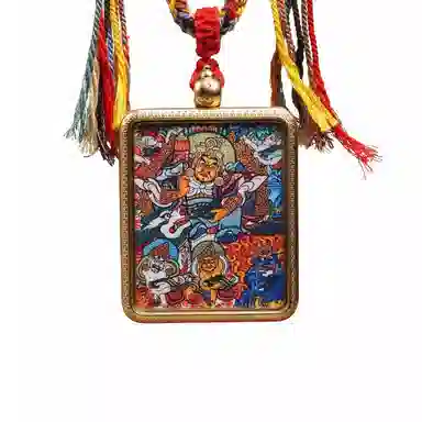 天台山 【天台山官方已祝福加持】天台山新中式国风扎基拉姆藏风唐卡招财转运诸事顺遂好运复古 合金 吊坠 男女同款情侣款