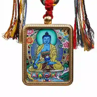 天台山 【天台山官方已祝福加持】天台山新中式国风扎基拉姆藏风唐卡招财转运诸事顺遂好运复古 合金 吊坠 男女同款情侣款