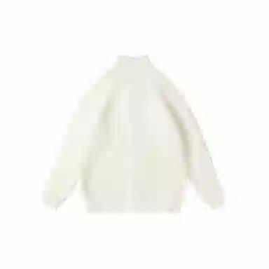 我是大卫 立领韩版时尚小众双拉链保暖针织衫 男女同款 米白色