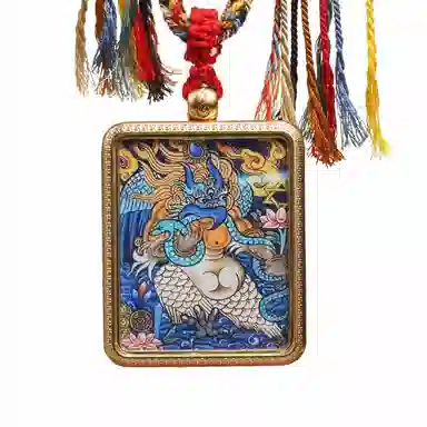 天台山 【天台山官方已祝福加持】天台山新中式国风扎基拉姆藏风唐卡招财转运诸事顺遂好运复古 合金 吊坠 男女同款情侣款
