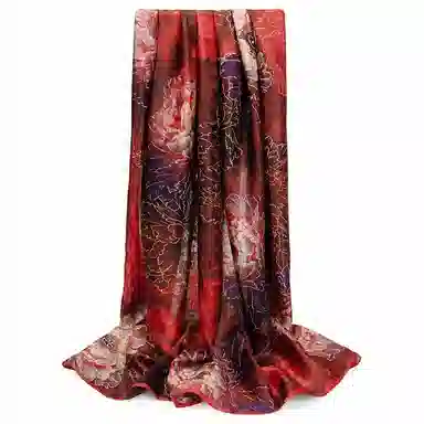 丝萝工艺 上海故事 花萝真丝喷绘大方巾 桑蚕丝 丝巾 女款 别样桃花