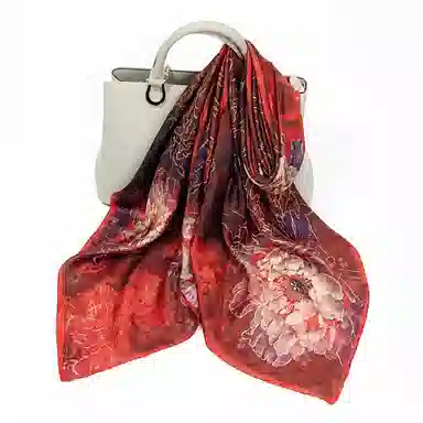 丝萝工艺 上海故事 花萝真丝喷绘大方巾 桑蚕丝 丝巾 女款 别样桃花