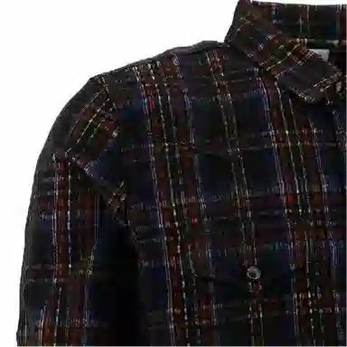Saint Laurent FW21 Western Plaid Corduroy Shirt Black