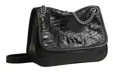 妙迪 小众设计高级感大容量时尚通勤休闲百搭流浪邮差包链条腋下包 质感折花头层牛皮 手提单肩斜挎包 常规 女款 曜石黑