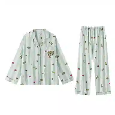 俏霓桐 卡通亲肤舒适长袖长裤家居服可外穿睡衣套装 男款 图色