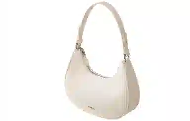 妙迪 高级感小众时尚简约百搭精致少女新月包月牙腋下包 小鹿压印牛皮 手提单肩斜挎包 常规 女款 奶昔白