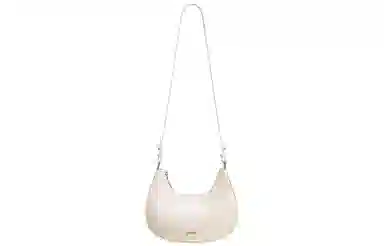 妙迪 高级感小众时尚简约百搭精致少女新月包月牙腋下包 小鹿压印牛皮 手提单肩斜挎包 常规 女款 奶昔白