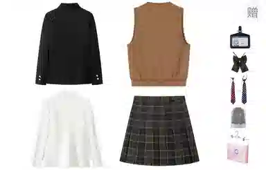 东鲸岁时记 学院风西装宽松氛围感时尚口袋长袖衬衫百褶裙套装制服 女款