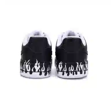 【定制球鞋】特步 空军一号 向上生长 火焰 暗黑系 舒适 低帮 板鞋 男款 黑白