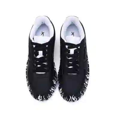 【定制球鞋】特步 空军一号 向上生长 火焰 暗黑系 舒适 低帮 板鞋 男款 黑白