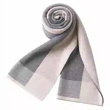 红豆 商务休闲针织英伦格子 羊毛 绒线围巾 男款