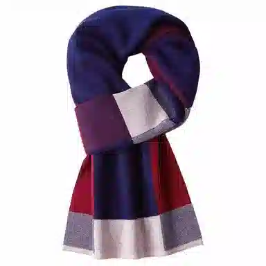 红豆 商务休闲针织英伦格子 羊毛 绒线围巾 男款