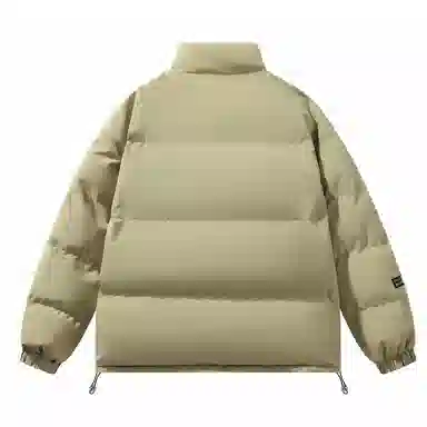 三体 不要回答系列 美式宽松保暖柔软舒适简约字母印花纯色百搭基础款防风防水防寒加厚立领开衫潮牌棉服 男女同款