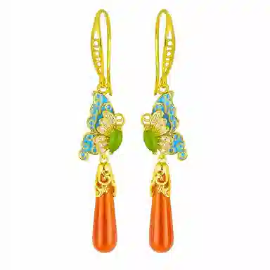 小银匠 新中式耳饰耳坠中国风 宫廷古风复古款 玛瑙 耳环 女款