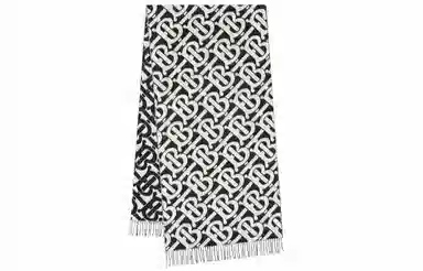 Burberry TB Jacquard Cashmere Scarf Black
