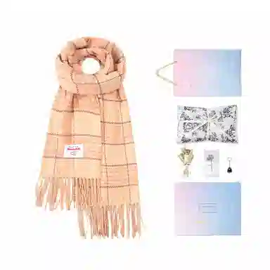 白卷 晚秋文艺气质梭织格子流苏 腈纶 绒线围巾 女款