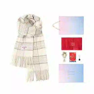 白卷 晚秋文艺气质梭织格子流苏 腈纶 绒线围巾 女款