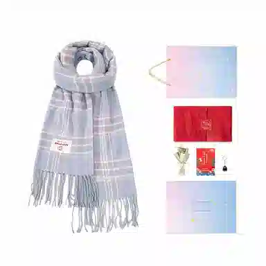 白卷 晚秋文艺气质梭织格子流苏 腈纶 绒线围巾 女款