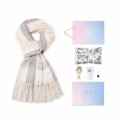 白卷 晚秋文艺气质梭织格子流苏 腈纶 绒线围巾 女款