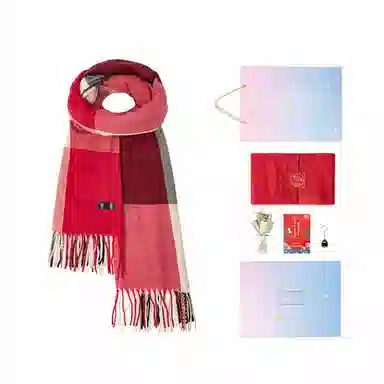 白卷 个性仿羊绒大格子 绒线围巾 男女同款情侣款