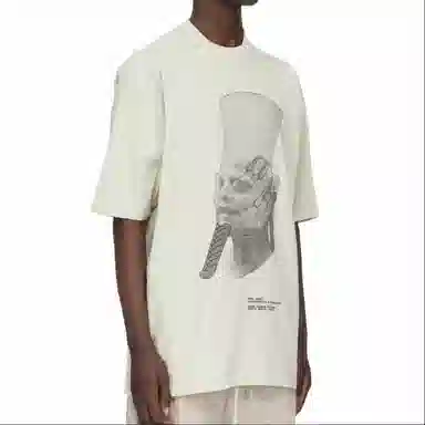Rick Owens SS24 Embroidered Heavy Knit T-Shirt Pearl White