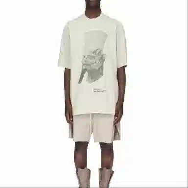 Rick Owens SS24 Embroidered Heavy Knit T-Shirt Pearl White