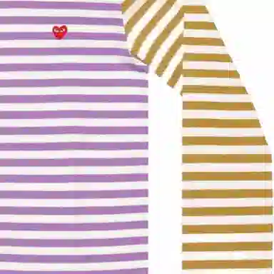 CDG Play SS22 Bi-Colour Stripe T-Shirt GreyPurple T