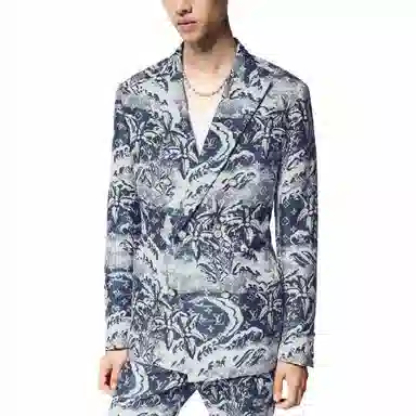 Louis Vuitton SS24 Letter Print Double-Breasted Jacket Blue