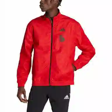 adidas Logo Print Zip Jacket Red