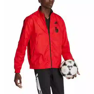 adidas Logo Print Zip Jacket Red