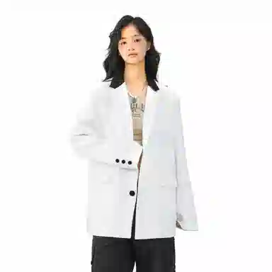 经典美拉德小西服外套简约韩版休闲宽松渐变单排扣垂感垫肩长袖西装 男女同款