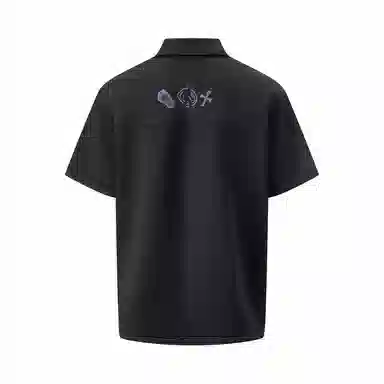 中国李宁 字母十字架刺绣宽松休闲短袖衬衫 男女同款 黑色