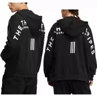 adidas Letter Logo Zip Hoodie Black