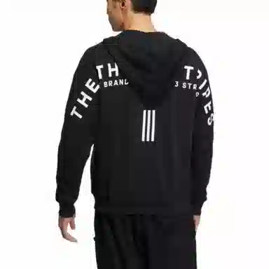 adidas Letter Logo Zip Hoodie Black